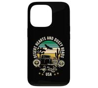 Motif cœurs du désert et Routes poussiéreuses USA Style rétro Coque pour iPhone 13 Pro
