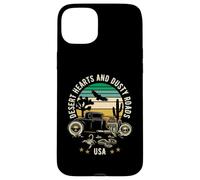 Motif cœurs du désert et Routes poussiéreuses USA Style rétro Coque pour iPhone 15 Plus