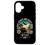 Motif cœurs du désert et Routes poussiéreuses USA Style rétro Coque pour iPhone 16