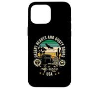 Motif cœurs du désert et Routes poussiéreuses USA Style rétro Coque pour iPhone 16 Pro Max