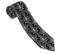 Motif Damassé Noir Victorien Gothique À Tête De Mort, Style Halloween Vintage Cravate Mariage Moderne Men'S Tie Élégant Cravate Homme Mariage Pour Cérémonie Mariage Travail
