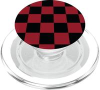 Motif Damier Noir et Rouge à Carreaux PopSockets PopGrip pour MagSafe