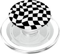 Motif Damier ondulé Noir et Blanc PopSockets PopGrip pour MagSafe