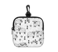 Motif d'animaux de Ferme : Moutons Gris et Blancs,Pochette de Rangement carrée à Fermeture éclair, Porte-Monnaie en néoprène, Petit Portefeuille, Pochette à Monnaie, Porte-Monnaie