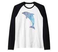 Motif Dauphin Tribal océan Animal Bleu Manche Raglan