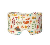 Motif d'automne avec hibou, renard, écureuil, oiseaux et imprimé animal,Masque pour les yeux bloquant la lumière Cache-yeux et cache-oreilles pour le sommeil
