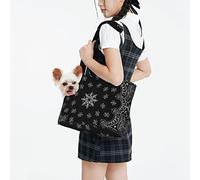 Motif de Bandana Paisley Noir, Sac à Main fourre-Tout de Voyage pour Animaux de Compagnie à côtés Souples Petit Sac à bandoulière Portable pour Animaux de Compagnie
