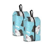 Motif de Berger Anglais Ancien， Lot de 2 Sacs à Chaussures de Voyage, Sacs de Rangement imperméables, Organisateur de Chaussures pour Les Voyages et la Maison
