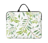 Motif de Branche d'olivier Aquarelle Verte,Housse pour Ordinateur Portable 14 Pouces, Sacoche pour Ordinateur Portable, Mallette avec poignée