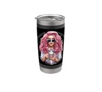 Motif de café coloré pour les amis du café Gobelet isotherme en acier inoxydable double paroi