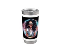 Motif de café coloré pour les amis du café Gobelet isotherme en acier inoxydable double paroi