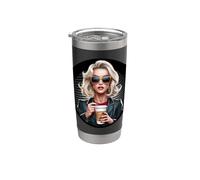 Motif de café coloré pour les amis du café Gobelet isotherme en acier inoxydable double paroi