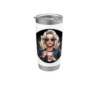 Motif de café coloré pour les amis du café Gobelet isotherme en acier inoxydable double paroi