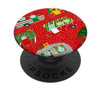 Motif de Camping-Car de Noël - Remorque de Vacances - Design Vintage PopSockets PopGrip Adhésif