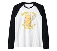 Motif de Canard chaotique Mignon avec Inscription « God Has a Plan » Manche Raglan