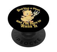 Motif de Canard chaotique Mignon avec Inscription « God Has a Plan » PopSockets PopGrip Adhésif
