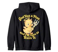 Motif de Canard chaotique Mignon avec Inscription « God Has a Plan » Sweat à Capuche