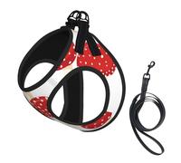 Motif de Champignons Rouges amanite Tue-Mouches,Harnais pour Animaux de Compagnie, Harnais réfléchissant réglable pour Chien,M