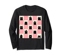 Motif de Chat Amusant en Damier Mignon Visages de Chat Manche Longue