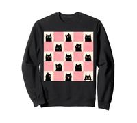 Motif de Chat Amusant en Damier Mignon Visages de Chat Sweatshirt