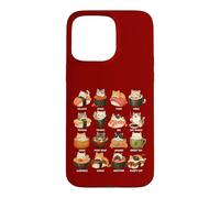 Motif de Chat Kawaii Sushi, Mignon Dessin animé et Gourmand Coque pour iPhone 15 Pro Max