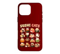 Motif de Chat Kawaii Sushi, Mignon Dessin animé et Gourmand Coque pour iPhone 16 Pro Max