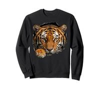 Motif de Chat Sauvage avec Un Tigre Qui Traverse Un Trou déchiré Sweatshirt