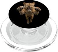 Motif de Chat Sauvage Fierce Leaping Lionne PopSockets PopGrip pour MagSafe