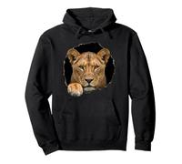 Motif de Chat Sauvage représentant Une lionne Qui Traverse Un Trou déchiré Sweat à Capuche