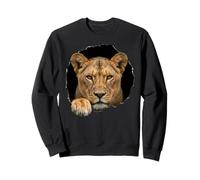 Motif de Chat Sauvage représentant Une lionne Qui Traverse Un Trou déchiré Sweatshirt