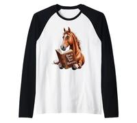 Motif de cheval drôle avec livre comment entraîner votre Manche Raglan