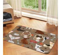 Motif de Chiens drôles et Mignons,Tapis d'alimentation pour Animaux de Compagnie, Sets de Table en Cuir PU pour Chats et Chiens,30x45cm