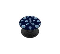 Motif de Coquillages Bleu Marine et Blanc sur Le thème de la côte PopSockets PopGrip Adhésif
