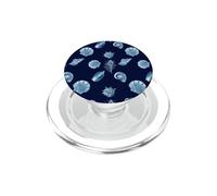 Motif de Coquillages Bleu Marine et Blanc sur Le thème de la côte PopSockets PopGrip pour MagSafe