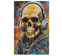 Motif de crâne de Graffiti Puzzles en Bois, De Décompression Puzzle, pour Adultes Enfants 1000 Pièces Jouets De Décompression (78×53cm)