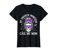 Motif de crâne d'halloween de Mes Monstres préférés avec Call Me Mom T-Shirt