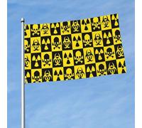 Motif De Danger Atome Nucléaire Crâne Et Os Croisés Drapeaux Garden Flag Solide Bannière Pour Mur Porche Intérieur 3X5Ft