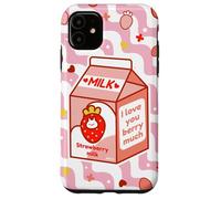 Motif de Dessin animé Kawaii au Lait de Fraise Coque pour iPhone 11