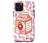 Motif de Dessin animé Kawaii au Lait de Fraise Coque pour iPhone 11 Pro
