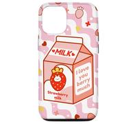 Motif de Dessin animé Kawaii au Lait de Fraise Coque pour iPhone 12/12 Pro