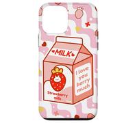 Motif de Dessin animé Kawaii au Lait de Fraise Coque pour iPhone 12 Mini