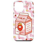 Motif de Dessin animé Kawaii au Lait de Fraise Coque pour iPhone 12 Pro Max