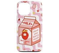 Motif de Dessin animé Kawaii au Lait de Fraise Coque pour iPhone 13 Pro Max