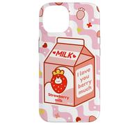 Motif de Dessin animé Kawaii au Lait de Fraise Coque pour iPhone 14