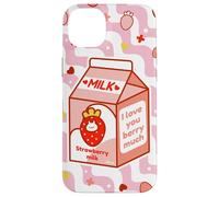 Motif de Dessin animé Kawaii au Lait de Fraise Coque pour iPhone 14 Plus