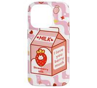 Motif de Dessin animé Kawaii au Lait de Fraise Coque pour iPhone 14 Pro