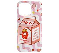 Motif de Dessin animé Kawaii au Lait de Fraise Coque pour iPhone 14 Pro Max