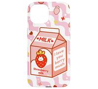Motif de Dessin animé Kawaii au Lait de Fraise Coque pour iPhone 15