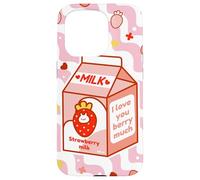 Motif de Dessin animé Kawaii au Lait de Fraise Coque pour iPhone 15 Pro