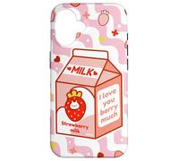 Motif de Dessin animé Kawaii au Lait de Fraise Coque pour iPhone 16
